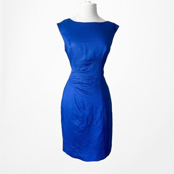 Vintage Y2K Ellen Tracy Blue Cocktail Knee Length Bodycon Dress Size 4/M - Picture 4 of 7